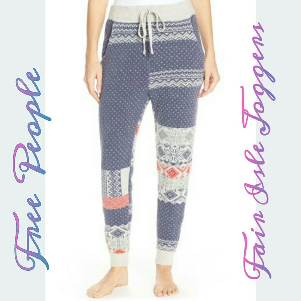 Free People Snuggle Fair Isle Plush Joggers 🆑